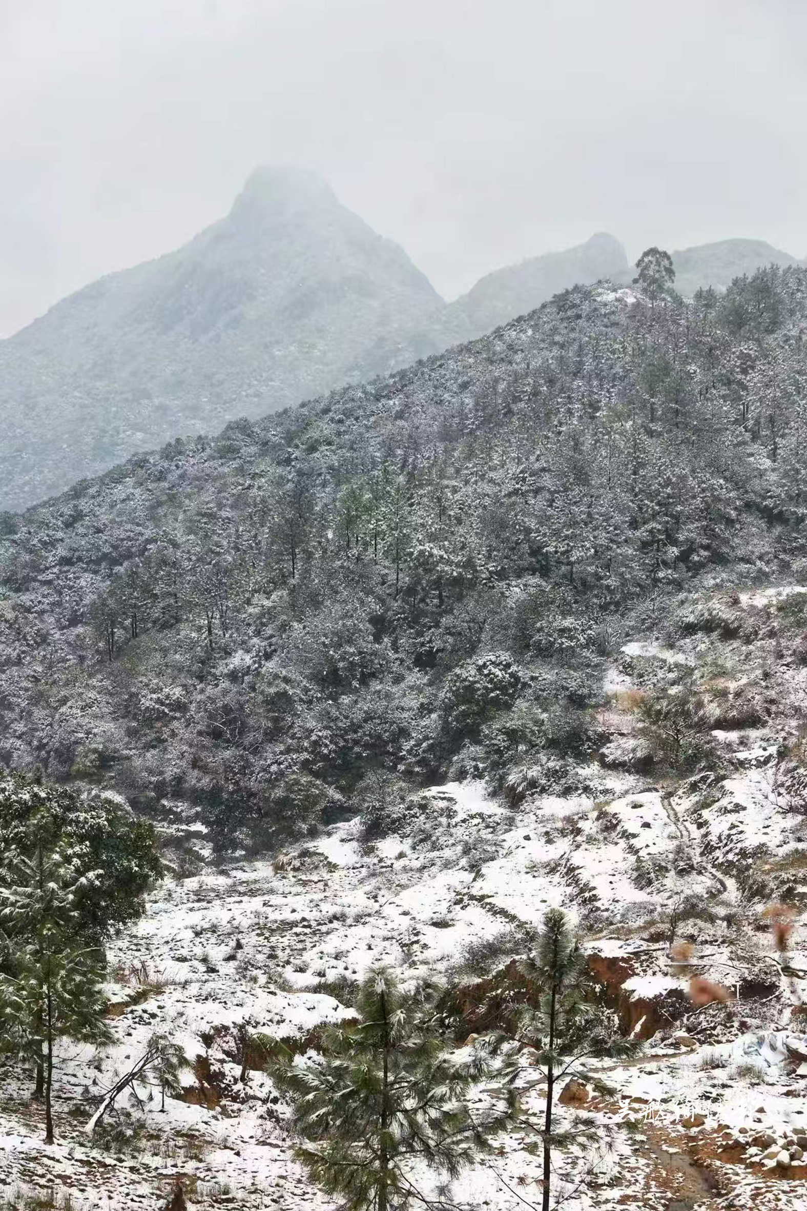雪覆文峰星列野　钟鸣唐刻水连天