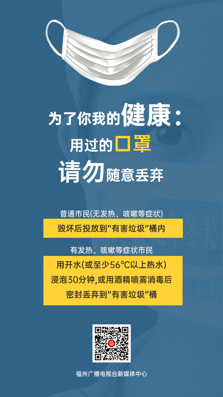 为了你我的健康：用过的口罩，请勿随意丢弃！