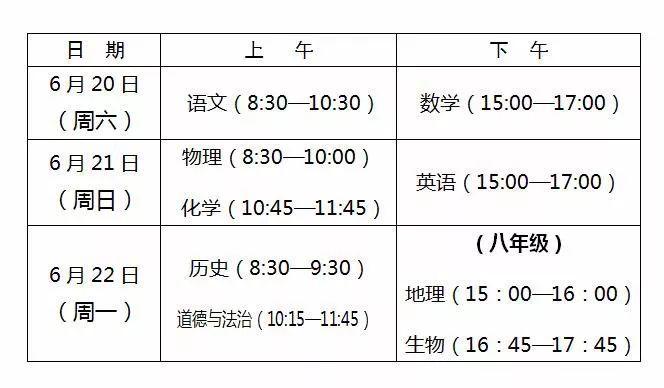 2020年中考省级统考、全省高三质检测试时间确定