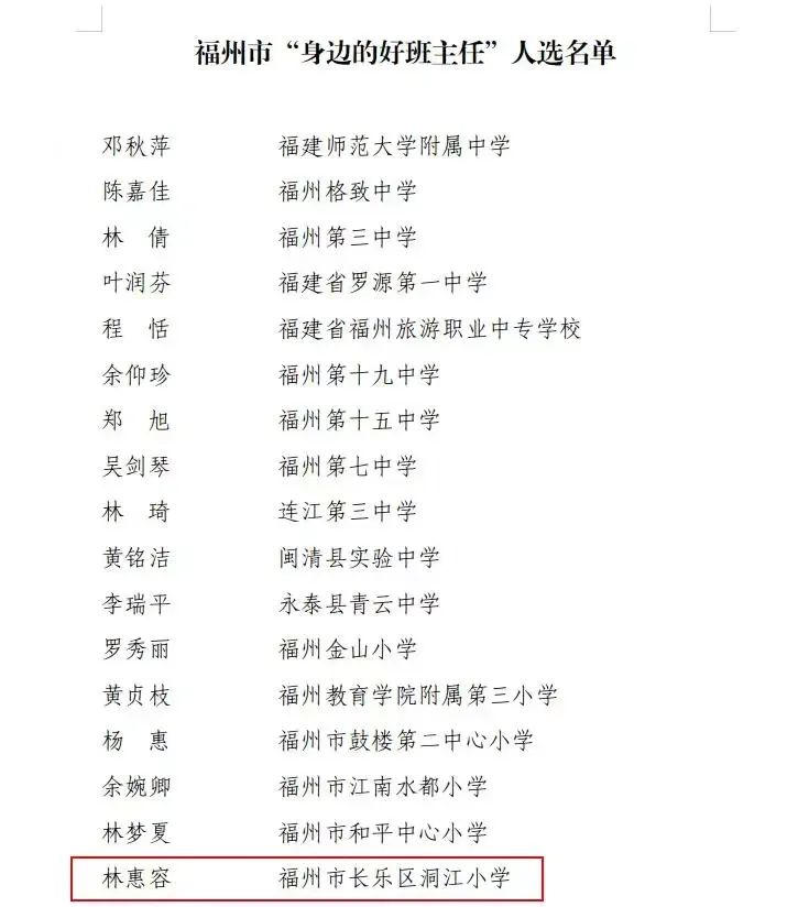 身边的好老师！祝贺长乐陈秀银、陈锦吓、阮晓丹、林惠容！