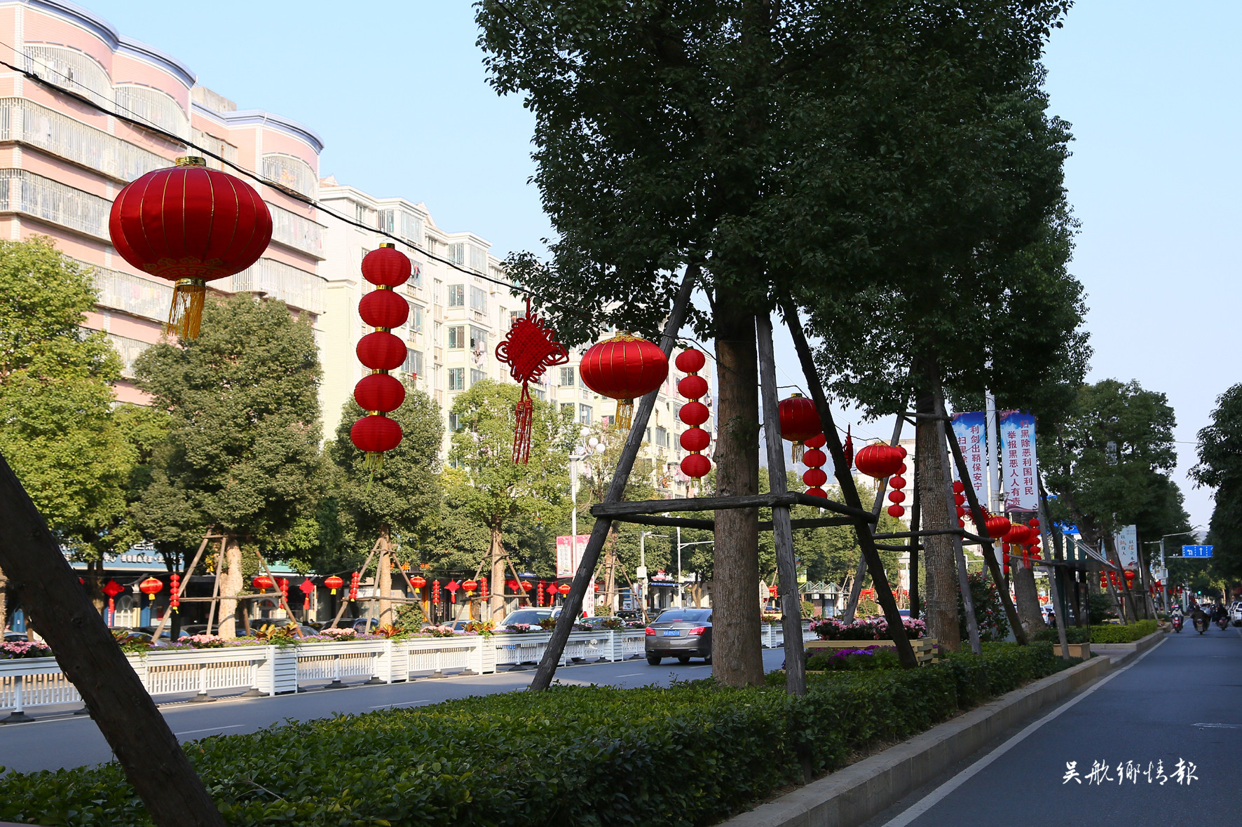 网络中国节春节大红灯笼高高挂扮靓城市迎春节