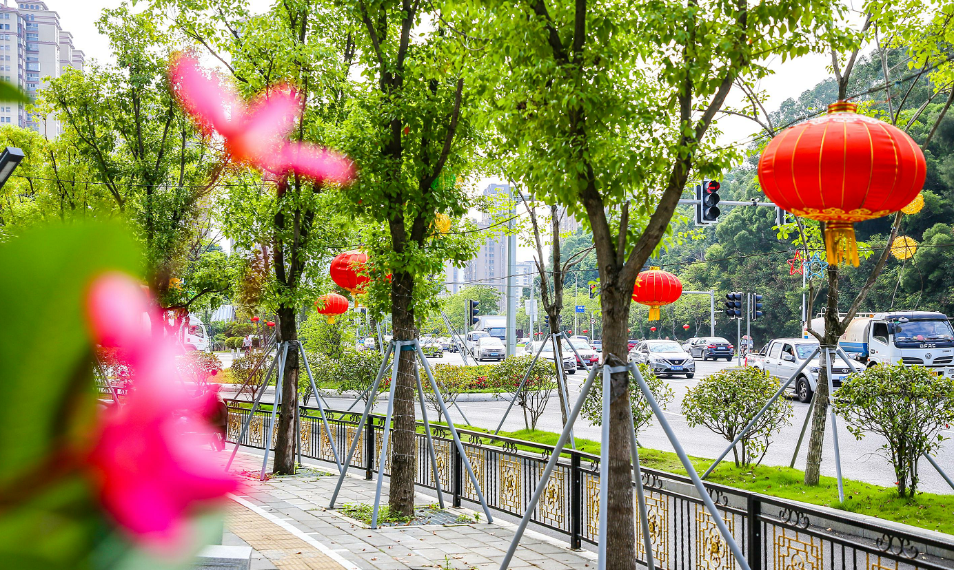 【网络中国节·中秋】国旗红，鲜花美，灯光靓！长乐街头不一般！