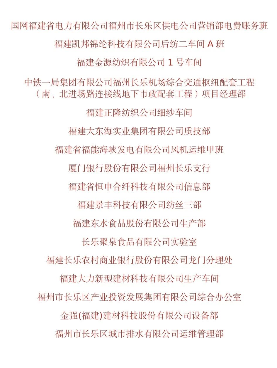 名单公布！祝贺长乐这些集体！